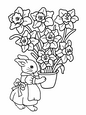 Laminas para colorear dibujos de primavera conejita con flores